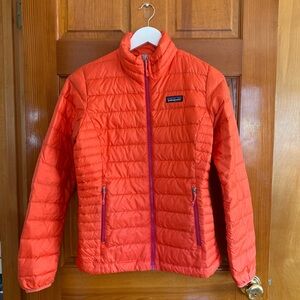 Patagonia Vibrant Pink and Orange Down Sweater Jacket